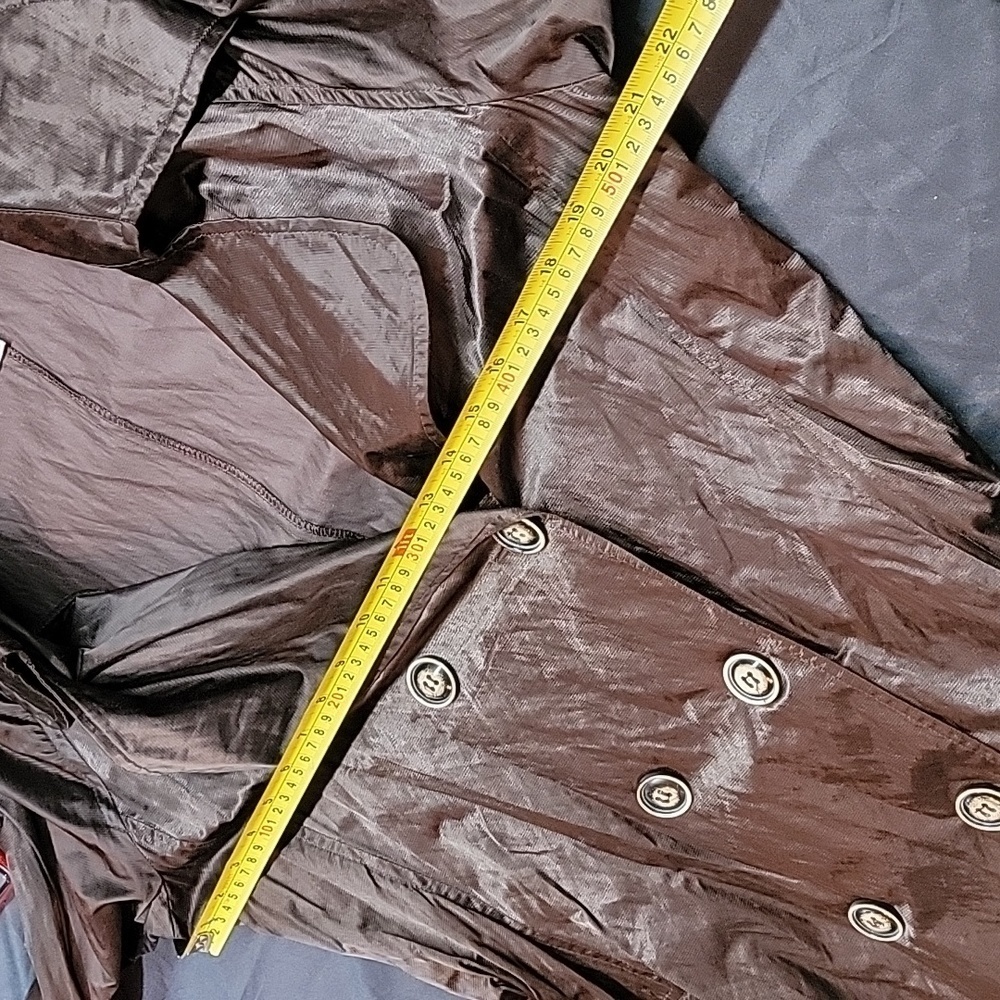 Joseph Ribkoff Pleated Metallic Button Button Down Trench Coat Size 12 - Picture 8 of 12